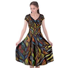 Stained Glass Window Glass Colorful Cap Sleeve Wrap Front Dress by Pakrebo