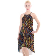 Stained Glass Window Glass Colorful High-low Halter Chiffon Dress  by Pakrebo