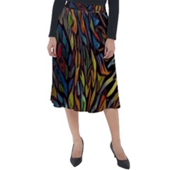 Stained Glass Window Glass Colorful Classic Velour Midi Skirt  by Pakrebo