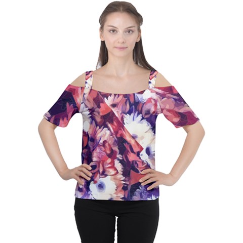 Flowers Bouquets Vintage Pop Art Cutout Shoulder Tee by Pakrebo