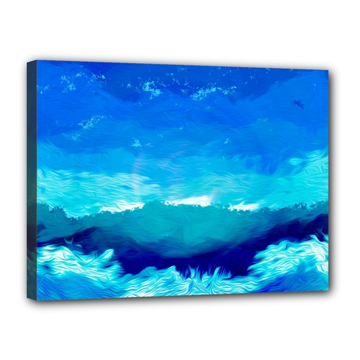 Blue Sky Artwork Drawing Painting Canvas 16  x 12  (Stretched)