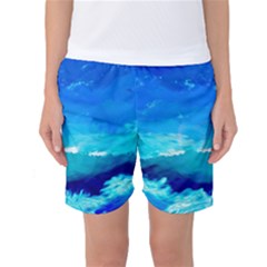 Blue Sky Artwork Drawing Painting Women s Basketball Shorts by Pakrebo