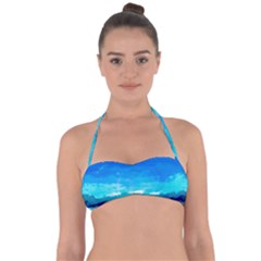 Blue Sky Artwork Drawing Painting Halter Bandeau Bikini Top by Pakrebo