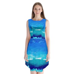 Blue Sky Artwork Drawing Painting Sleeveless Chiffon Dress  