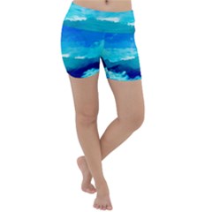 Blue Sky Artwork Drawing Painting Lightweight Velour Yoga Shorts by Pakrebo