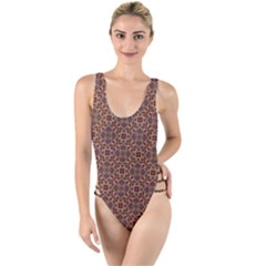 Pattern Decoration Art Ornate High Leg Strappy Swimsuit