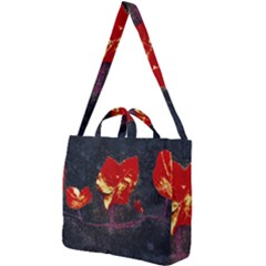 Grunge Floral Collage Design Square Shoulder Tote Bag by dflcprintsclothing