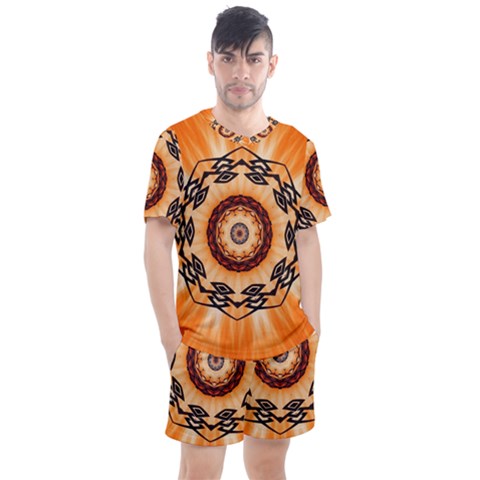 Abstract Kaleidoscope Colorful Men s Mesh Tee And Shorts Set by Pakrebo