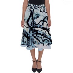 Tree Winter Blue Snow Cold Scene Perfect Length Midi Skirt by Pakrebo