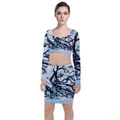 Tree Winter Blue Snow Cold Scene Top And Skirt Sets by Pakrebo