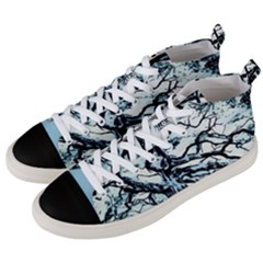 Tree Winter Blue Snow Cold Scene Men s Mid-top Canvas Sneakers by Pakrebo