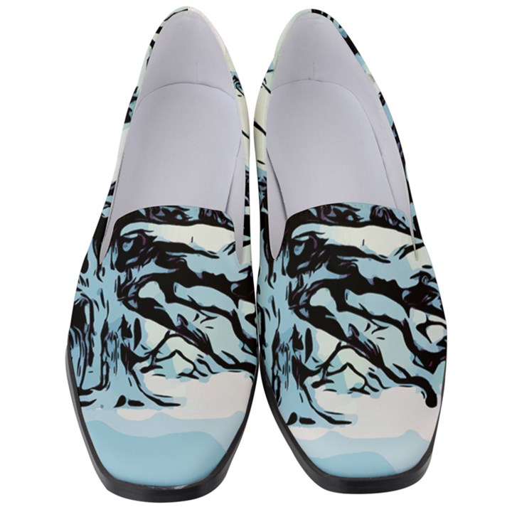 Tree Winter Blue Snow Cold Scene Women s Classic Loafer Heels