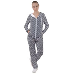 Black White Geometric Background Women s Tracksuit