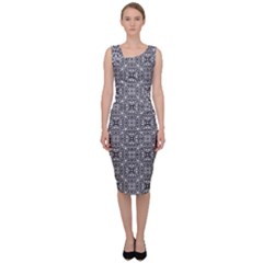 Black White Geometric Background Sleeveless Pencil Dress by Pakrebo