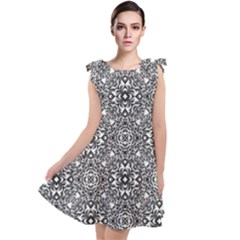 Black White Geometric Background Tie Up Tunic Dress