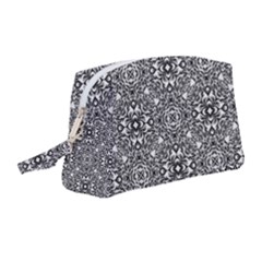 Black White Geometric Background Wristlet Pouch Bag (medium)