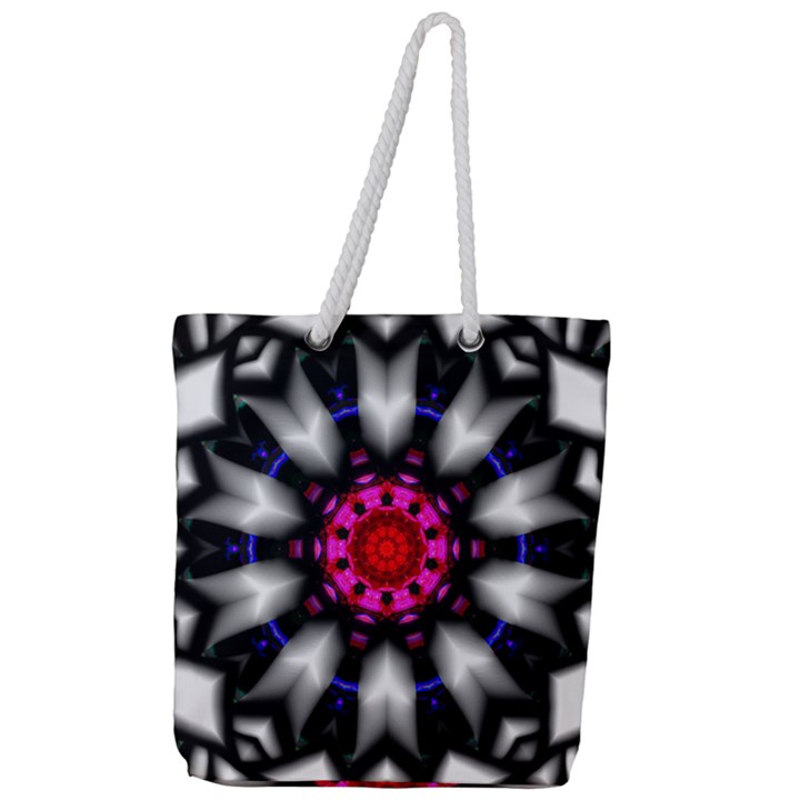 Kaleidoscope Round Metal Full Print Rope Handle Tote (Large)