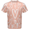 coral pattren with white hearts Men s Cotton Tee View1