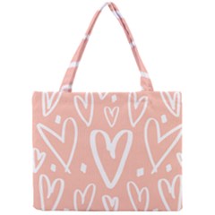 Coral Pattren With White Hearts Mini Tote Bag by alllovelyideas