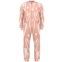 Coral Pattren With White Hearts Onepiece Jumpsuit (men)  by alllovelyideas