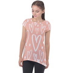 Coral Pattren With White Hearts Cap Sleeve High Low Top by alllovelyideas