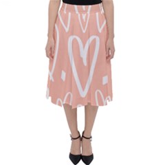 Coral Pattren With White Hearts Classic Midi Skirt by alllovelyideas