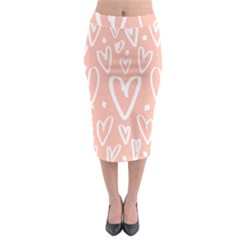 Coral Pattren With White Hearts Midi Pencil Skirt by alllovelyideas