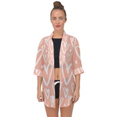 Coral Pattren With White Hearts Open Front Chiffon Kimono by alllovelyideas