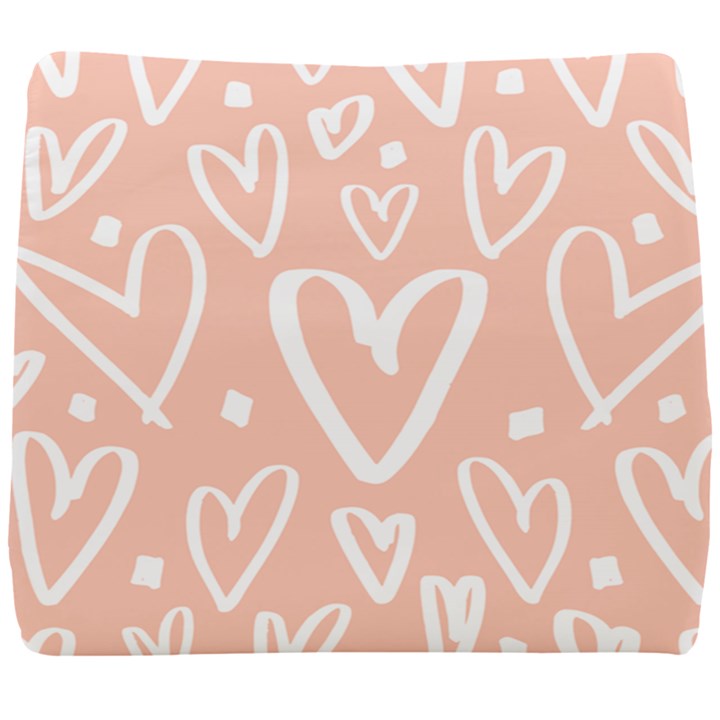 coral pattren with white hearts Seat Cushion