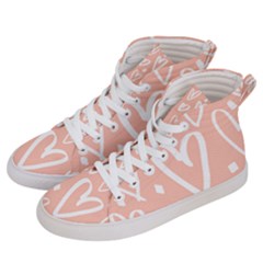 Coral Pattren With White Hearts Women s Hi-top Skate Sneakers by alllovelyideas