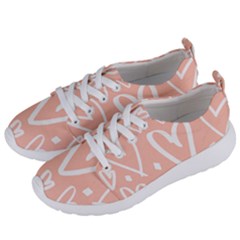 Coral Pattren With White Hearts Women s Lightweight Sports Shoes by alllovelyideas