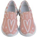 coral pattren with white hearts Kids  Lightweight Slip Ons View1