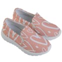 coral pattren with white hearts Kids  Lightweight Slip Ons View3