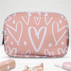 Coral Pattren With White Hearts Make Up Pouch (small) by alllovelyideas