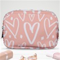 coral pattren with white hearts Make Up Pouch (Small) View1