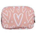 coral pattren with white hearts Make Up Pouch (Small) View2