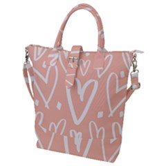 Coral Pattren With White Hearts Buckle Top Tote Bag by alllovelyideas