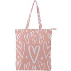 Coral Pattren With White Hearts Double Zip Up Tote Bag by alllovelyideas