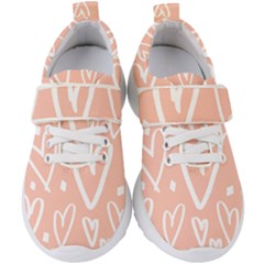 Coral Pattren With White Hearts Kids  Velcro Strap Shoes by alllovelyideas