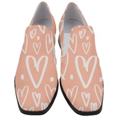 Coral Pattren With White Hearts Slip On Heel Loafers by alllovelyideas