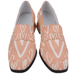 Coral Pattren With White Hearts Women s Chunky Heel Loafers by alllovelyideas