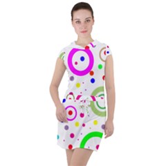 Round Abstract Design Drawstring Hooded Dress