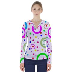 Round Abstract Design V-neck Long Sleeve Top by Pakrebo