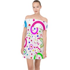 Round Abstract Design Off Shoulder Chiffon Dress