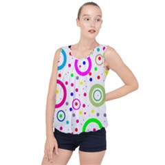 Round Abstract Design Bubble Hem Chiffon Tank Top