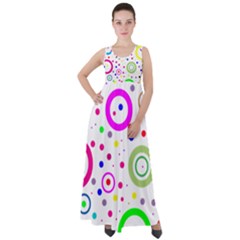 Round Abstract Design Empire Waist Velour Maxi Dress