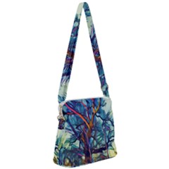 Tree Colorful Nature Landscape Zipper Messenger Bag