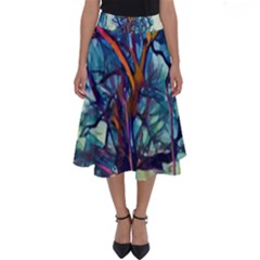 Tree Colorful Nature Landscape Perfect Length Midi Skirt by Pakrebo