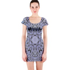 Tile Design Art Mosaic Pattern Short Sleeve Bodycon Dress by Pakrebo