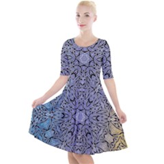 Tile Design Art Mosaic Pattern Quarter Sleeve A-line Dress by Pakrebo